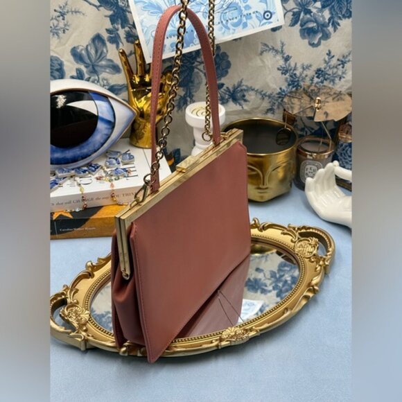 🆕 OROTON 🧿 NWOT Icon Frame Clutch, Rosewood Pink - Picture 4 of 16